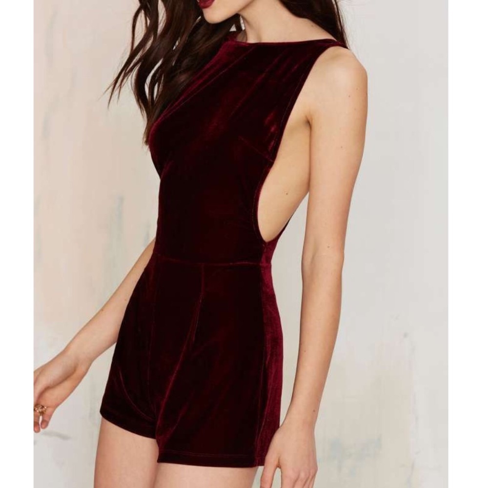 Motel Burgundy Velvet Romper